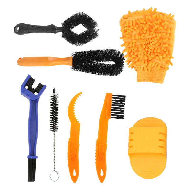 8pcs Bicycle Cleaning Tool Set Kit Bike Chain Tire Cleaning