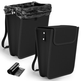 DEYILIAN 2 Pack Car Trash Can,Hanging Foldable Closure Design Car Garbage Bag Mini Car Organizer and Storage Bag for The Back/Front/Console with 36pcs Disposable Black Trash Bags