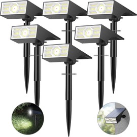 Katipeal Solar Spot Lights Outdoor,6 Pack/56 LED Outdoor Lights for Yard Waterproof IP68, 4 Lighting Modes Solar Landscape Spotlights, Auto On/Off Solar Powered Flood Lights Garden Pathway,Cool White
