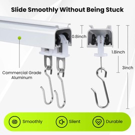 6.56ft Ceiling Curtain Track - Ceiling or Wall Mounted, for Privacy & Room Divider, Applicable to Living, Bedroom, Shower, RV, Garage and DIY, Curtain Track System with Flexible Design