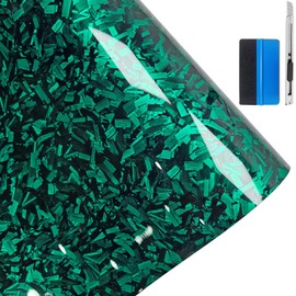 LZLRUN Forged Gloss Carbon Fiber Black Vinyl Wrap Roll Air Release Sticker Sheet Film DIY Decal Car Auto Vehicle Morotcycle Self Adhesive (1.65ft x 3.5ft, Green)