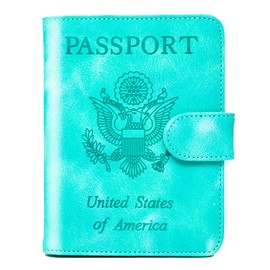 cesrg Passport Holder for travel - passport Cover Wallet -Travel Essentials RFID Blocking Travel Accessories for Women Men (aquamarine)