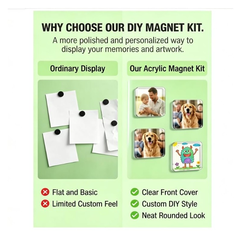 20Pcs DIY Fridge Magnet Kit, Clear Acrylic DIY Fridge Magnets