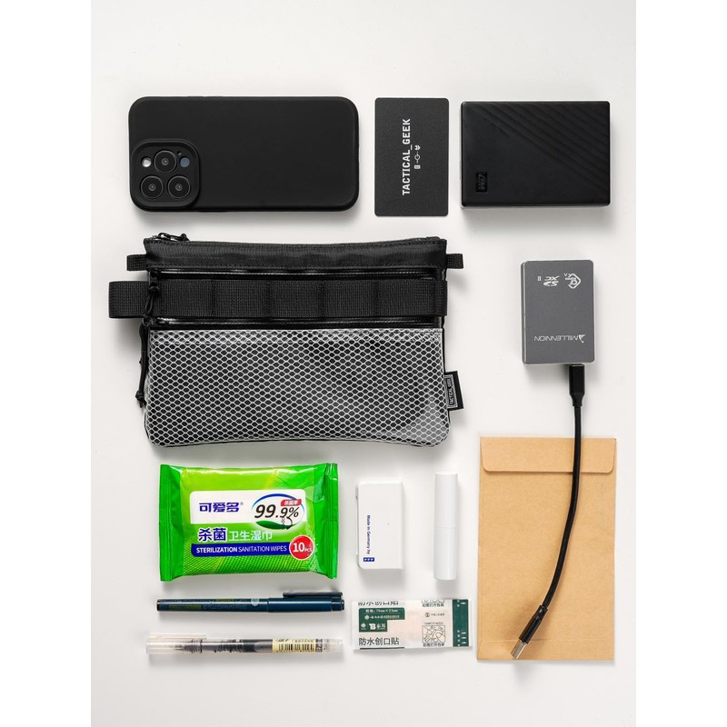 TACTICAL_GEEK Storage EDC Small Bag, Waterproof Nylon Organisation, Multifunctional Utility