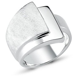 Vinani 2RSC Women's Ring 925 Silver Layered Design 3 Layers for Women Made of 925 Sterling Silver Brushed Shiny Solid Wide, Sterling Silver, No Gemstone