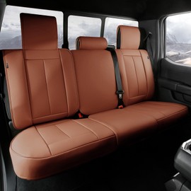 Coverland Custom Car Seat Covers Compatible with 2014-2021 Toyota Tundra CrewMax Bucket Seats - Premium Leather Non-Slip Memory Foam Waterproof Seat Cover Custom Interior Protector [Rear-Camel Brown]