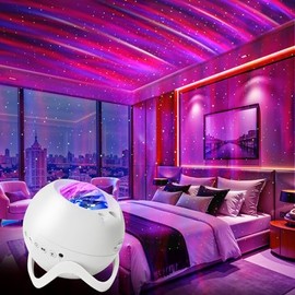 MHAZDZE Starry Sky Projector, Galaxy Projector with Bluetooth, Remote Control, 360 Degree Panoramic Starry Sky, 8 White Noise Night Lights for Bedroom, Party, Home Cinema