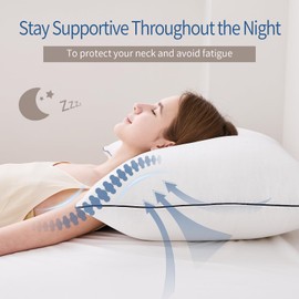 MUFEW Pillows Standard Size Set of 4, Ultra Thick Down Alternative Bed Pillows,Cooling Hotel Quality Standard Pillow for Back, Stomach or Side Sleepers, Machine Washable(White,4 Pack)