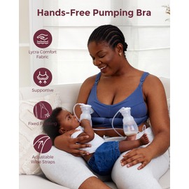 Momcozy Lycra Pumping Bra Hands Free, Fixed Padding Pump Bra for Enhanced Shape, Comfort Support Pumping & Nursing Bra in One