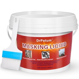 DrPetum DrPetum Masking Liquid Tape, Transparent Peelable Coating for Protect Windows Glass (with Paint Brush), Used for Priming Windows, Floors and Non-Porous Surfaces Painting, 1 Quart