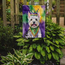 Caroline's Treasures DAC4901GF Westie King of Mardi Gras Garden Flag Mailbox Flag Decorative Yard Flag Banner Outside Patio Artwork Yard Flower Beds, Garden Size, Multicolor