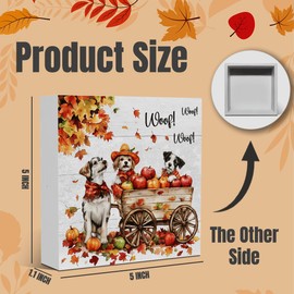 Fall Decorations for Home, Fall Dog Decor for Room, Farmhouse Autumn Pumpkin Decor, Autumn Thanksgiving Decorations for Kitchen 5 x 5 inches(A19)