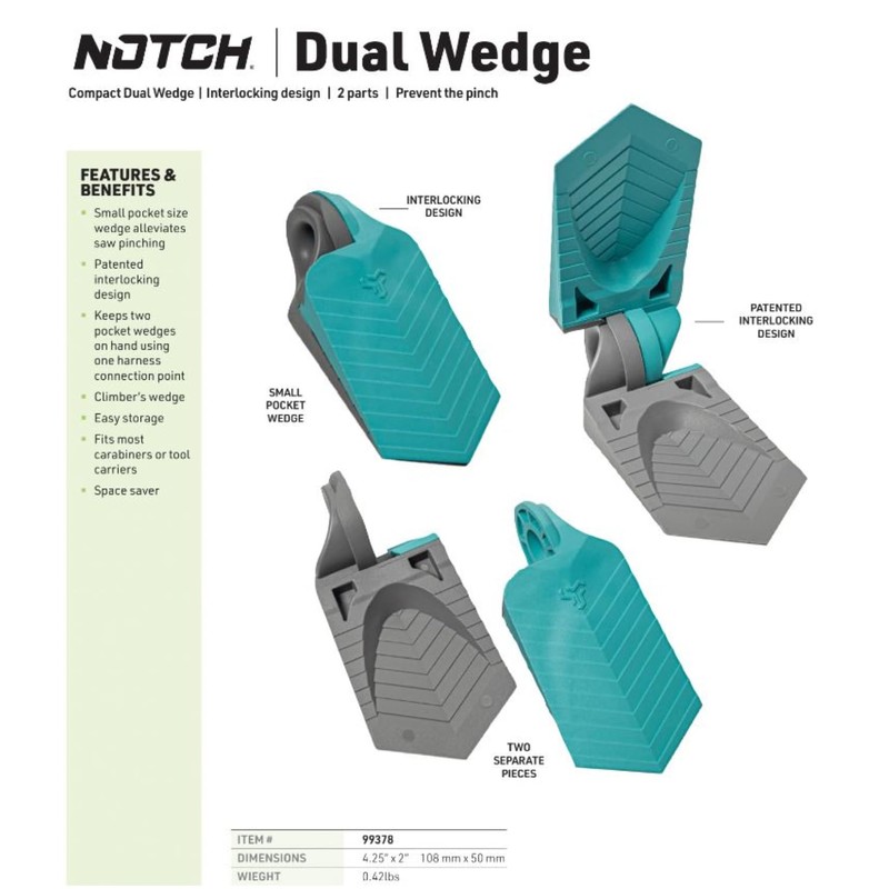 Notch Compact Dual Wedge Interlocking Ergonomic Design for Climbing Arborists,