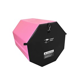 Kangaroo Hoppers Gymnastics Octagon Tumble Mat 24"x26" with Carrying Handles, Somersault Backbend Tumbling Trainer for Home Gym Exercise (Black/Pink)