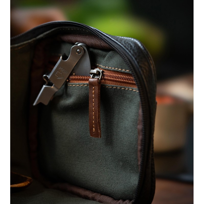 Angus Stoke premium leather knife bag-case, black XXL chef's roll