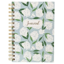 Graphique White Hydrangeas Hardbound Spiral Journal, 160 Ruled Pages Hard Cover Notebook, Diary, Lists, Record Month and Date, Premium Paper, 6” x 8”