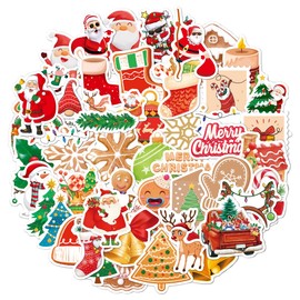 Christmas Stickers Pack of 50 for Christmas Decoration, Christmas Stickers Waterproof Decals for Skateboard, Car, Motorcycles, Bicycle, Luggage, Laptop, Suitcase (Christmas B)
