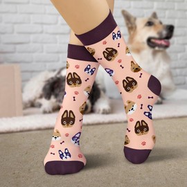 VICRAZY Funny Dog Socks for Women, Dog Gifts for Women - Dog Mom Gifts for Birthday, Mothers Day, Christmas - Novelty Cute Socks - Dog Owner Gifts for Women, Grandma - Stocking Stuffers