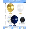 Navy Blue and Gold Confetti Balloons,12 Inch 60pcs Pearl White