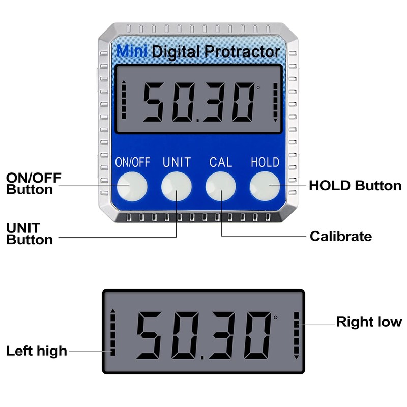 Digital Angle Finder, XRCLIF Protractor/Angle Gauge with LCD, Mini Inclinometer