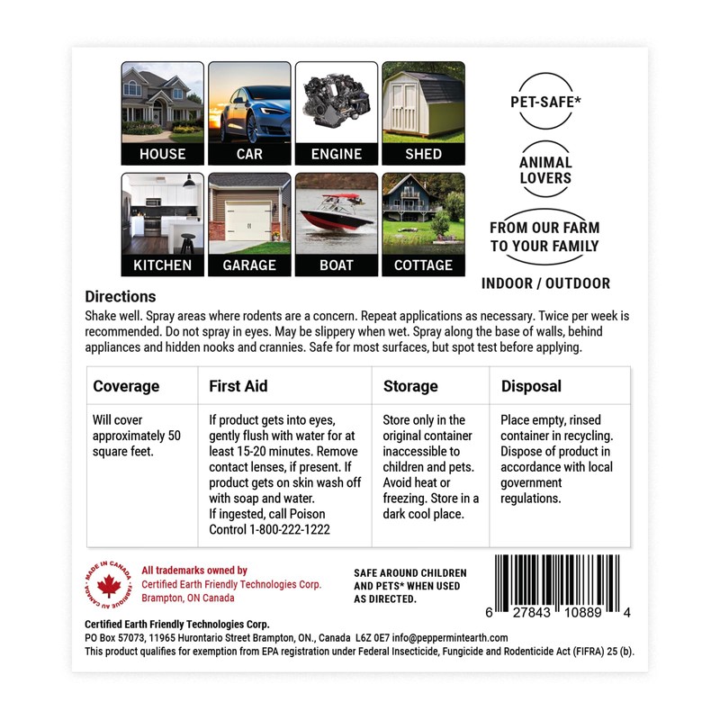 Powermint 16 Oz Peppermint Oil Rodent Repellent Spray 2-Pack
