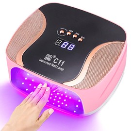 67 LED Dual Color UV LED Nail Lamp, Auto Sensor Gel Polish Dryer with 4 Timer Modes, Foldable & Detachable Base for Home Salon & Nail Art (Prevent Dark Hands, Fast Curing) (Pink)