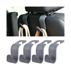 8sanlione Car Back Seat Headrest Hooks, 4PCS Vehicle Backseat Storage Organizer Hanger, Multifunctional Auto Headrest Hidden Hook Universal for Handbag Purse Backpacks Bags(Carbon Fiber Grey)