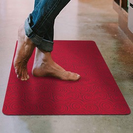 Shape28 Floor Mat Ultra-Thin Kitchen Bathroom Rug with Non Slip Rubber Backing 35”x23” Red Design 4T