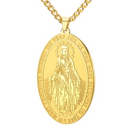 TEAMER Beautiful Virgin Mary Necklace Religious Rosary Prayer Beads Faith Protection Jewellery for Men and Women, Stainless Steel, No Gemstone