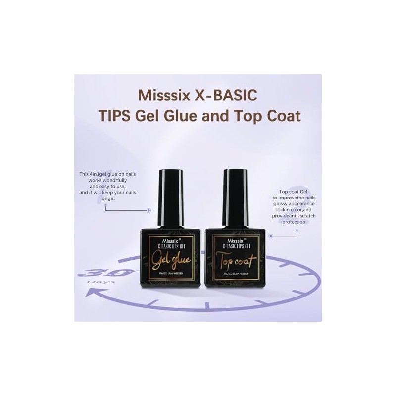 Misssix Uñas francesas profundas, 160 puntas de gel francesas, uñas