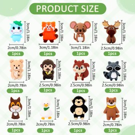 WOZADU 12 PCS 3D Animal Silicone Focal Beads for Pens，Silicone Beads Bulk for Keychain Bracelet Necklace Making，Handmade Crafts Supplies