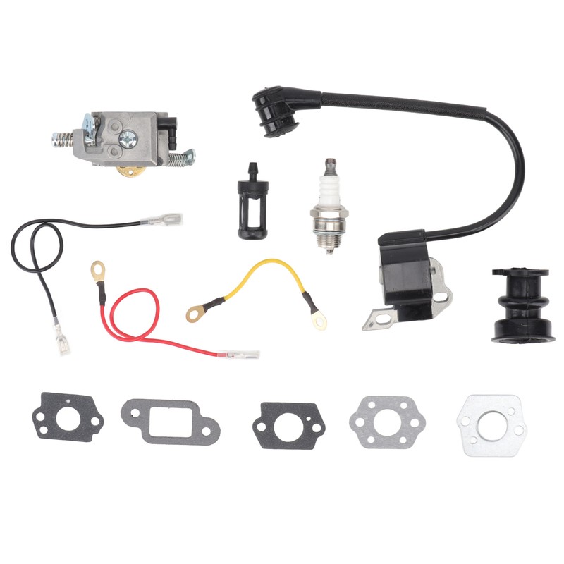 Chainsaw Carburetor Kit with Ignition Coil Fuel Filter Sparking Plug