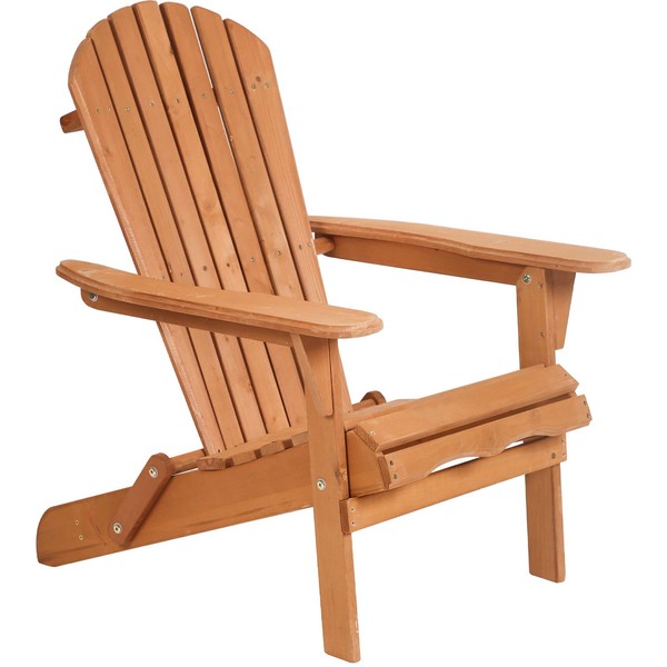 Adirondack Chair,Folding Wooden Lounger Chair，All-Weather Chair for Fire Pit/Garden/Fish with 250lbs Duty Rating，Natural