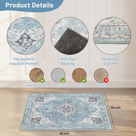 Office Chair Mat for Hardwood Floor & Tile Floor,36"X 48" Heavy Duty Desk Chair Mat for Hard Floors, Under Desk Rug for Rolling Computer Chair,Anti Slip,Low Pile Carpet Floor Protector-Blue