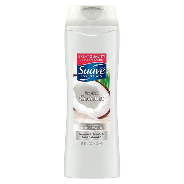 Suave Essentials Body Wash, Creamy Tropical Coconut, 15 Fl Oz (Pack of 1)