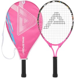 Kids Tennis Racket for Girls & Boys - 23 inch Youth Tennis Racket, Includes 420D Nylon Shoulder Strap Bag (Graffiti Pink)