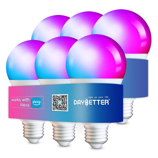 DAYBETTER 6 Pack Smart Light Bulbs, Color Changing Smart WiFi