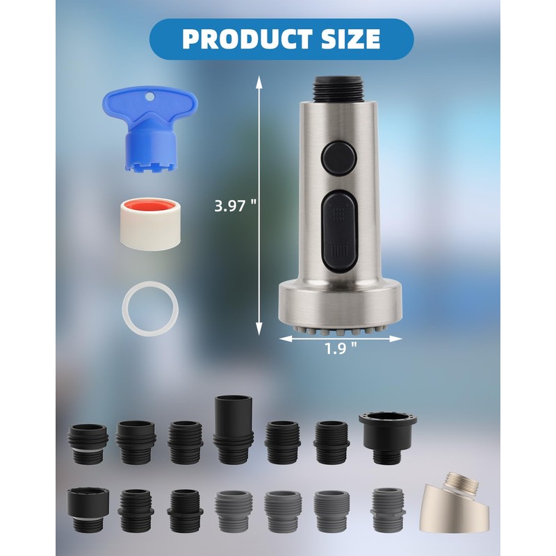 Hibbent Pull Down Kitchen Faucet Head Replacement, 3 Function Sink