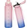Seekua Sports Tritan Water Bottle with Straw & Time Marker,