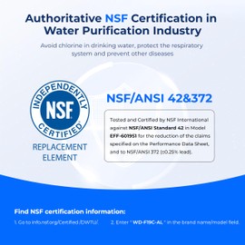 Waterdrop WD-F19C-AL Alkaline Refrigerator Water Filter, Enhances pH, Replacement for GE® RPWFE®, RPWF (Built-in CHIP) Refrigerator Water Filter, Compatible with GFE28GYNFS, GFE28GELDS