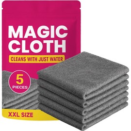 Genie Cloth Magic Cloth, Magic Cleaning Cloth,Lint Free MicrofiberCleaning Cloths for Glass, Kitchen,Stainless Steel,Cars & Screens,Reusable. 5-Pack (1PCS)