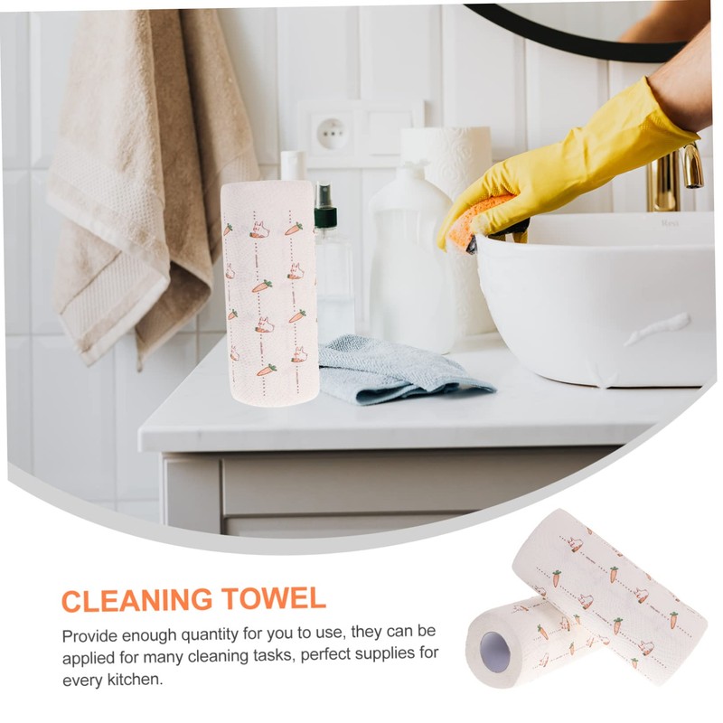 OHPHCALL 3Rolls Disposable Oil-Absorbing Kitchen Wipe Paper Stylish Cleaning Towel