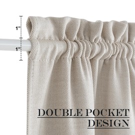 NICETOWN Sidelight Linen Door Curtains - Thermal Insulated Blackout Front Door Curtains for French Small Shade for Side Patio Glass Window, Angora, W25 x L40 inch, 1 Panel