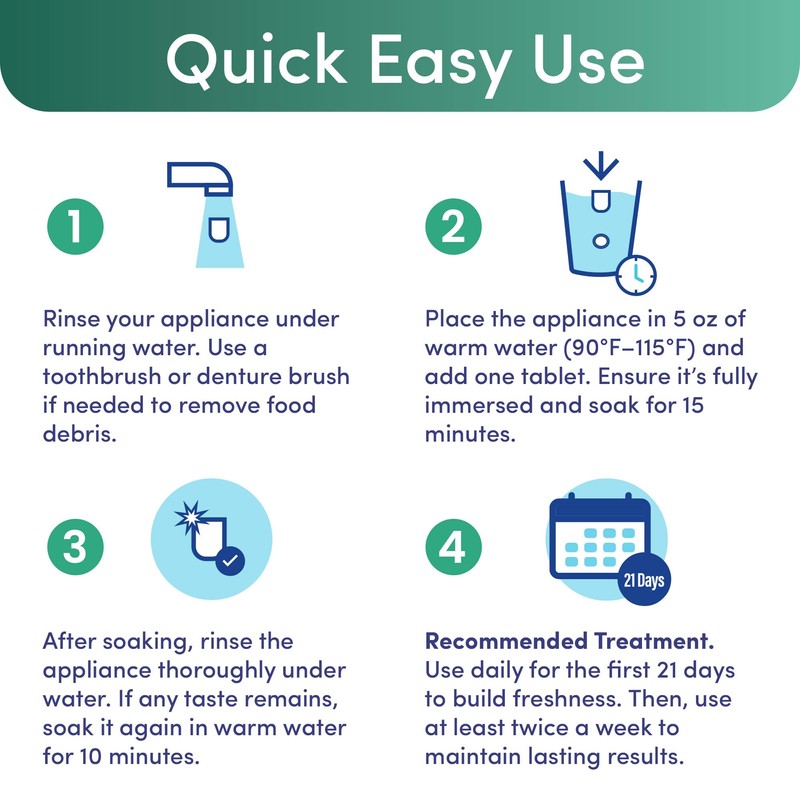 Denttach Clean Retainer Cleaner Tablets, Denture Cleaning Tablets, Maximum Strength