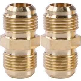 2pcs 5/8 Inch Male Flare x 5/8 Inch Male Flare Connector Gas Adapter Union Brass Tube Coupler Pipe Flare Fitting