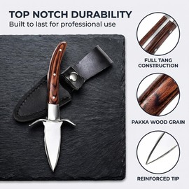 Verahaus Oyster Shucking Kit 2 Pack with Gloves & Blade Guards, Stainless Steel Oyster Knife Shucker Set with Wood Handle for Clams Shellfish, Professional Opener Tool
