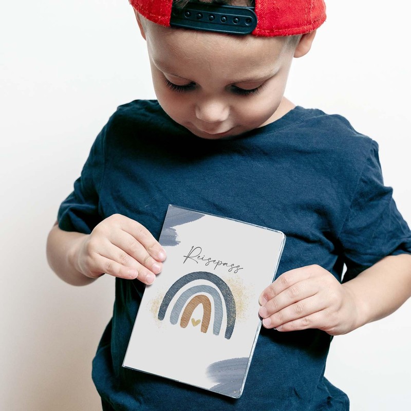 cozy racoon Kids Passport Holder, Watercolour blue, without personalisation, Modern