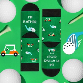 AGRIMONY Funny Golf Socks for Men Teens-I’d Rather Be Golfing Socks - Fathers Day Novelty Gifts for Dad Husband Brother Crazy Socks-Valentines Birthday Fun Gifts Ideas Christmas Stocking Fillers