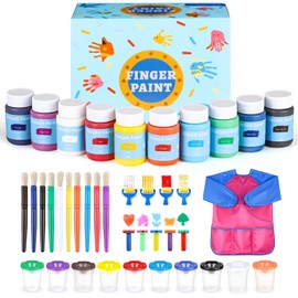 TMOL Washable Finger Paint for Toddlers, Non-Toxic Finger Paints, 10 Vibrant Colors (2fl oz), Baby Paint for Hand and Feet, Safe Art Supplies, Early Learning Gifts for Kids Age 3+
