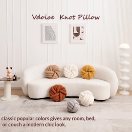 Vdoioe cream white Knot Pillow 13.7'' Round Throw Pillow Soft Plush Knot Ball Pillow Handmade Knotted Pillow Modern Home Decorative Knotted Pillow Cushion for Bed Bedroom, Sofa, Couch